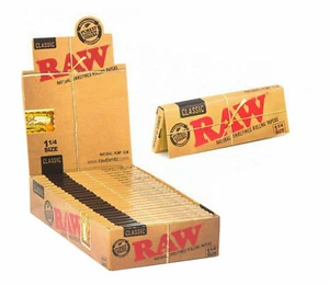 RAW CLASSIC 1.25 1 1/4 SIZE STANDARD - Unrefined Cigarette Rolling Papers 1 - 24 - Picture 1 of 1