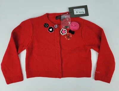 Catimini Red Shrug Cardigan Sweater Baby Girls Snaps Size 2A 18M New w/TAGS - Photo 1/4