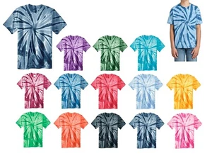 YOUTH TIE DYE T-SHIRT TYE DIE, DYED DIED, SWIRL, PRESHRUNK SHORT SLEEVE, XS-XL - Picture 1 of 17