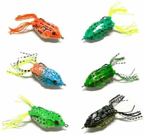 **6 Pack** Hollow Body Frog Bass Fishing Lures, Snakehead Pike Smallmouth Trout - Picture 1 of 4