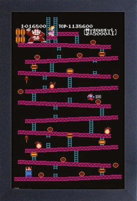 NINTENDO DONKEY KONG LEVEL 1 VIDEO GAME 13x19 FRAMED GELCOAT POSTER CLASSIC NES!
