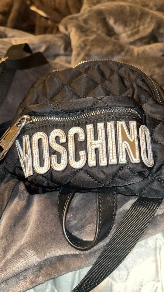 Moschino Milano Womens Diamond  Quilt Logo Backpack Color Black  & Gold NWT - Image 1 of 4