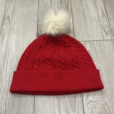 Talbots Mujer Rojo Cable Tejido Gorro Sombrero Invierno Suave Tejido Gorra Foto 1 de 4