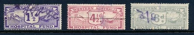 Западная Австралия 1931 доход марки BF2, BF5, BF7, больничный фонд, б/у - Изображение 1 из 4