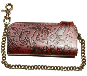 Lucky 13 High Roller Geldbörse echt geprägtes Leder 7" Kette Antik NEU - Bild 1 von 3