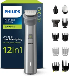Philips Multigroom Series 5000 Barttrimmer Haarschneider 12in1 Edelstahl Trimmer - Bild 1 von 5