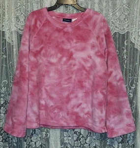 Women's Catalina Retro Y2K Pink White Long Sleeve Tie Dyed Pullover Sweatshirt L - Picture 1 of 4