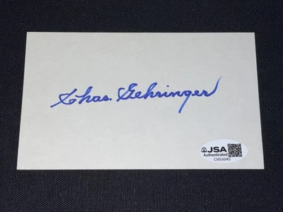 Charlie Gehringer Signed 3x5 Index Card JSA COA Detroit Tigers Baseball HOF - Image 1 of 2