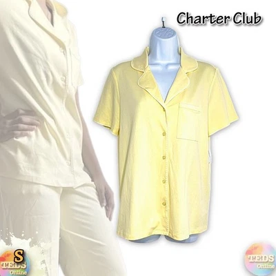 Nuevo con etiquetas Pijama Charter Club Para Mujer S Cuello con Muescas Top Solo 100182150 Amarillo Foto 1 de 4