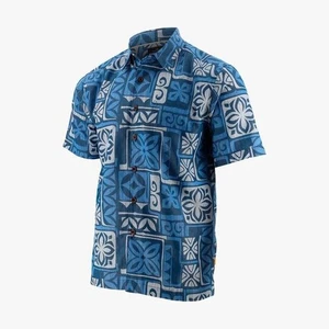 Quiksilver Waterman Tapa Time Button Down Shirt Mens S Blue Short Sleeve NEW - Picture 1 of 10