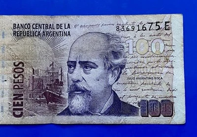 ARGENTINA NOTE 100 PESOS (1999-2002) JULIO ROCA  (SUFFIX E ) P 357 Circulated - Image 1 of 3