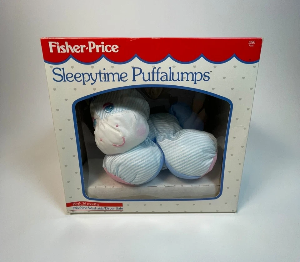 De colección 1991 Fisher Price Peluche Sleepytime Puffalumps Cebra Pony Estrellas Rayas Azules Foto 1 de 4