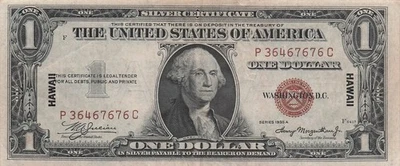 USA / Hawaii  $1  Series of 1935 A  Block  P - C  Circulated Banknote CCC - Image 1 of 2