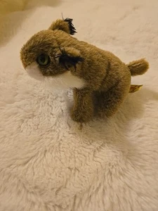 Folkmanis Brown Mini Bob Cat Finger Puppet Tan with Green Eyes 5" - Picture 1 of 7
