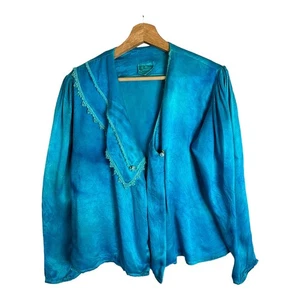 Jessica’s Gunnies Womens Size Medium Vintage Tie Dye Satin Crepe Cardigan Blouse - Picture 1 of 11