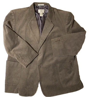 Corduroy Blazer Gray KINGS COURT Wide Wale Mens 56R Big Jacket Sport Coat EUC - Image 1 of 4