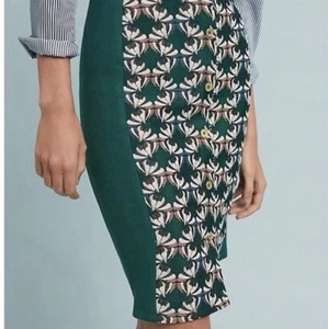 Anthropologie Dolan Left Coast Collection Green Boho Bodycon Midi Skirt Small - Picture 1 of 7