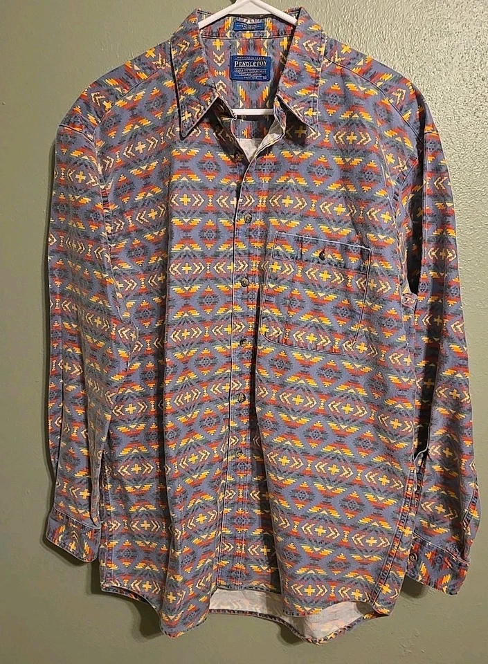 Vintage Pendleton Shirt Button Down Top Long Sleeves Multi Color Aztec Sz L - Image 1 of 4