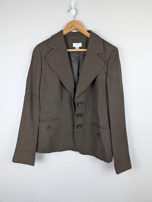 Blazer Ann Taylor LOFT Mujer 10 Marrón Lana 4 Botones Forrado Chaqueta Trabajo Oficina Foto 1 de 4