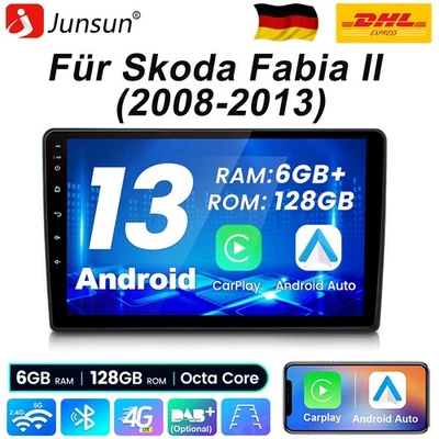 128GB Android 13 Für Skoda Fabia II 2008-2013 Autoradio Carplay GPS Navi DAB SWC - Bild 1 von 4