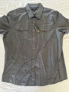 APT 9 Men's Button-Down Shirt Size XL Slim Fit Gray Short Sleeve Collar Stretch - Picture 1 of 11