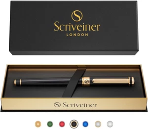 Pen, Splendida Penna Roller in Lacca Nera, Finitura Oro 24 Carati, Refill Inchio - Imagen 1 de 12
