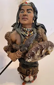 Resin American Indians Collectible Indian Statue Sculpture 10 1/2” Warrior Decor - Picture 1 of 12