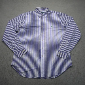 Camisa Ralph Lauren Para Hombre Grande 16.5 Azul Blanco Rayas Manga Larga Calce Clásico - Imagen 1 de 14