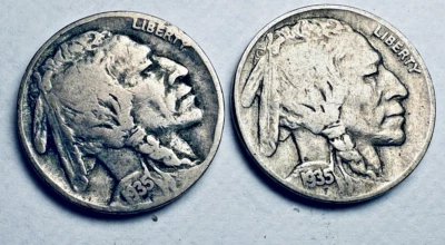 1935-P  & 1935-D Buffalo Nickel US 5c Pair ~ Higher Grades ~ Get Both Coins~M53 - Image 1 of 2