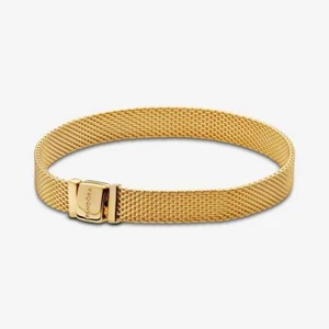 New 100% Genuine Pandora Shine Gold Reflexions Mesh Bracelet 568666C00-18CM - Picture 1 of 7