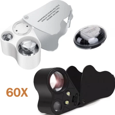 CISIVIS 60x 30x Taschenlupe Juwelierlupe Vergrößerungsglas Leselupe Leuchtlupe LED Lupe