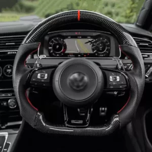 Real Carbon Fiber Smart Lenkrad Für Volkswagen MK7 Mk7.5 GTI Golf GTD 2013-2020 - Picture 1 of 14
