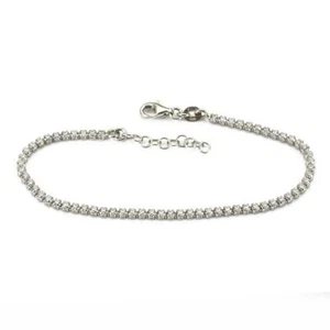 Tennis Armband Herren Damen 925 Silber und weißen Zirkonia verstellbarer Verschluss - Bild 1 von 5