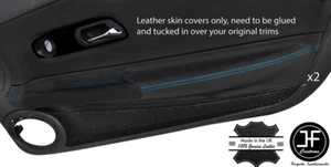 BLUE STITCH 2X DOOR ARMREST LEATHER COVERS FOR CHRYSLER CROSSFIRE 2003-2008 - Imagen 1 de 3