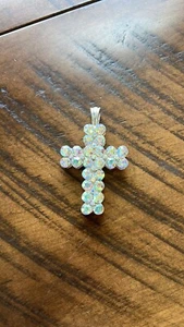 Cross Pendant, Iridescent Stones - Picture 1 of 3