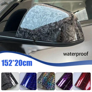 20*152cm Vinyl Sticker Glossy Forged Carbon Fiber Wrapping Film Car Accessories - Foto 1 di 17
