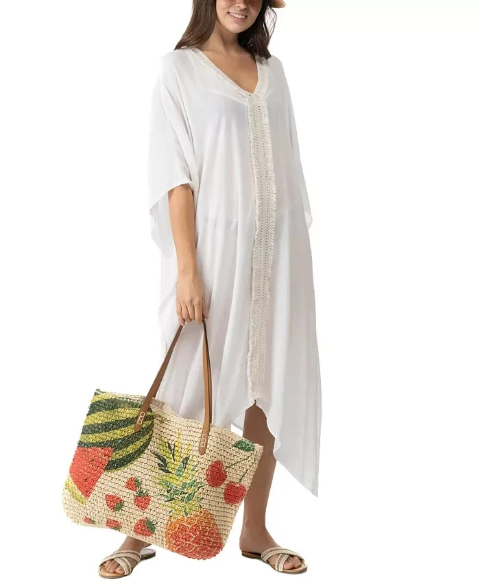 I.N.C. International Concepts 流苏饰边和服遮瑕女式均码白色 — 第 1/4 张图片