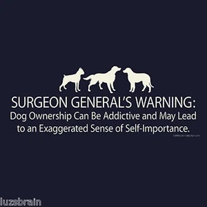 Navy Blue Short Sleeve T-Shirt Surgens General Warning Dog Ownership Dog Lovers - Picture 1 of 1
