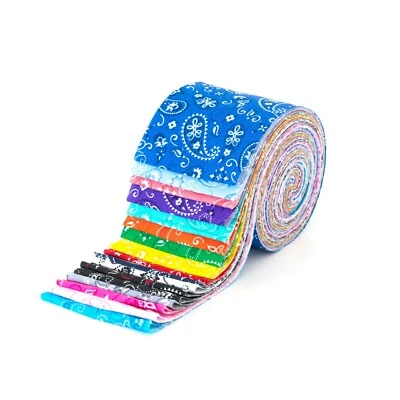 2.5 inch Western Paisley  Jelly Roll 100% cotton fabric quilting 17 strips - - Image 1 of 4