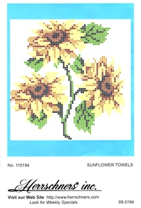 Par de toallas de girasol estampado kit de bordado Herrschners 110194 - Imagen 1 de 2