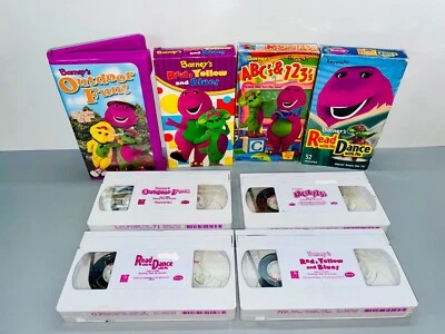 Barney's Outdoor Fun VHS 2003 Red Yellow Blue ABCs 123s Read With me Dance LOT - Image 1 of 4
