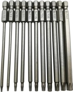 Long Torx Security Head Screwdriver Drill Set 1/4 Inch Hex Shank T6 T7 T8 T9 T10 - Picture 1 of 3
