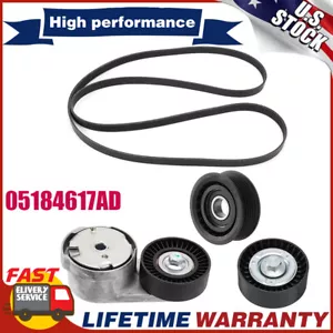 05184617AD Serpentine Belt Drive Component Kit For Chrysler 200 Dodge Ram 3.6L - Picture 1 of 12
