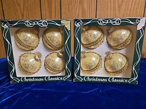 Christmas by Krebs Christmas Classics Double Four Pack Glass Ornaments Glitter - Picture 1 of 5