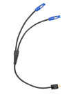 Power Y Cable 1 Edison Male To Fanout 2 Powercon A Blue Connectors - 30Ft
