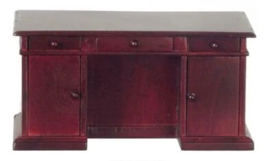 Scrivania A Due Pedestalli In Mogano Per Ufficio Studio Mobili - Immagine 1 di 4