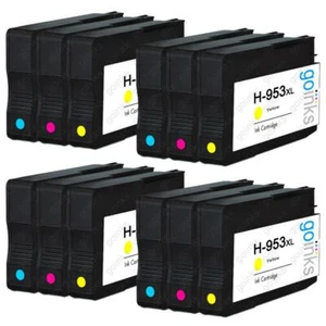 12 C/M/Y Ink Cartridges to replace HP 953C, 953M, 953Y (HP953XL) Compatible - Picture 1 of 1