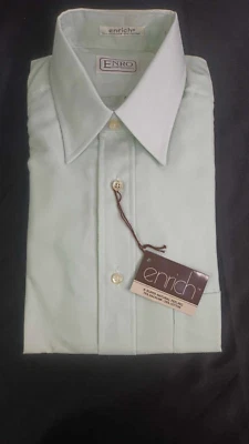 Camisa de vestir vintage ENRO verde claro manga larga talla M/L (14²) nueva stock antiguo Foto 1 de 4