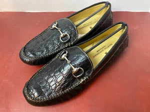 Mocasín MARTIN DINGMAN Wallace grano cocodrilo negro para hombre talla 9W - Imagen 1 de 15