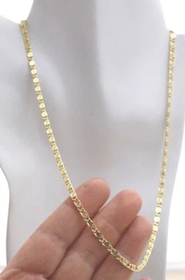 ORO 14KT "Chapado" POR LA PULGADA 3MM CADENA DE DESPLAZAMIENTO PLANO, COLLAR, PULSERA, TOBILLERA   Foto 1 de 4